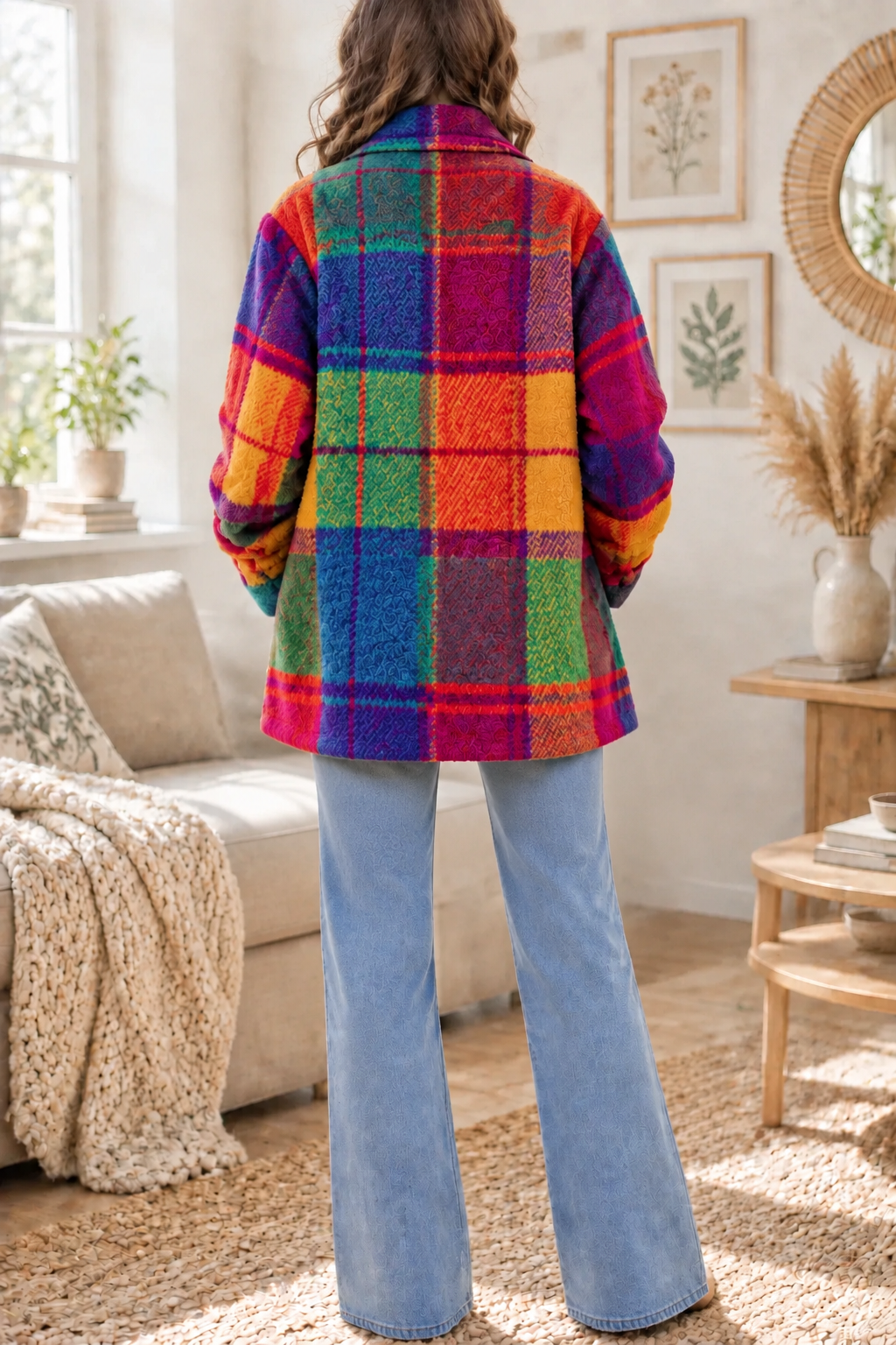 MANTEAU CARREAUX MULTICOLORE