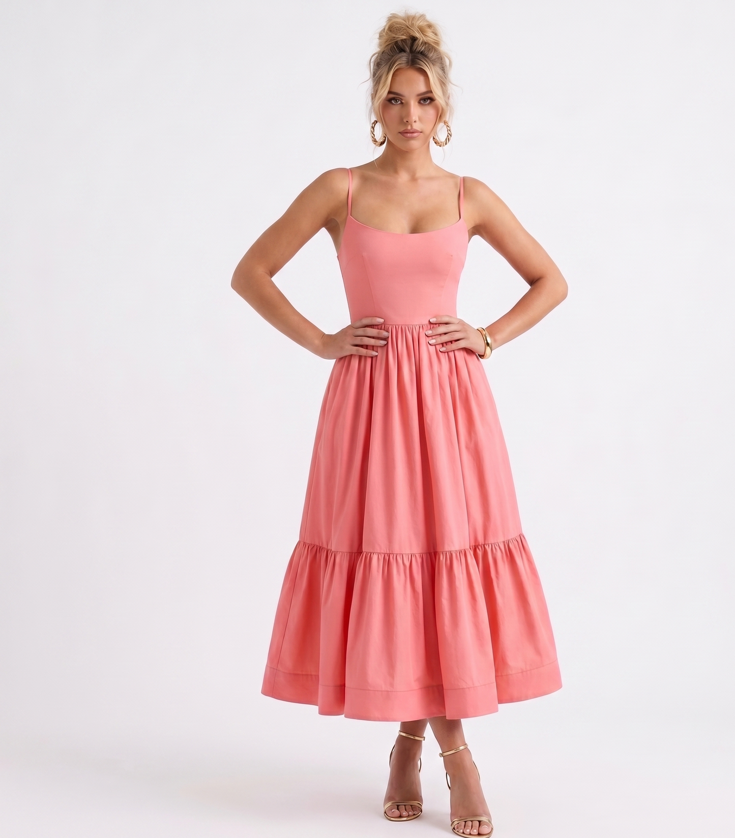 Robe Midi Évasée à Bretelles