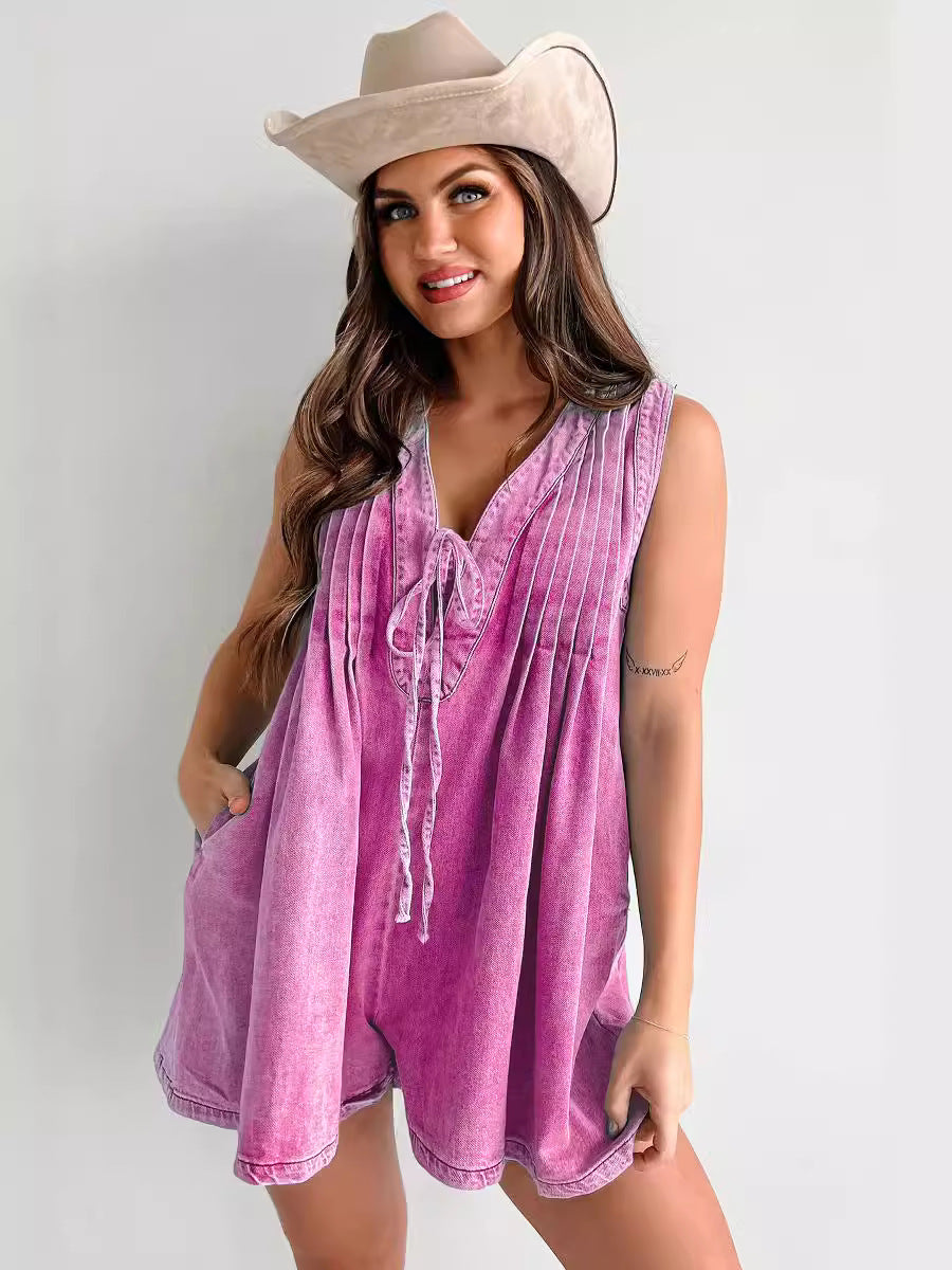 Combishort Denim Sans Manches