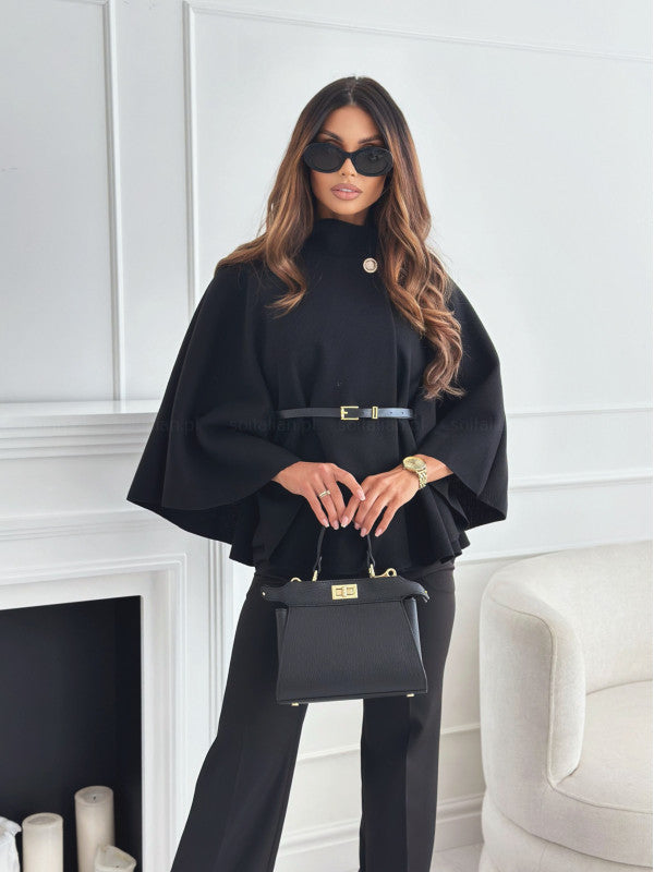 Veste cape élégante ceinturée