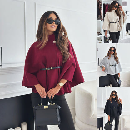 Veste cape élégante ceinturée