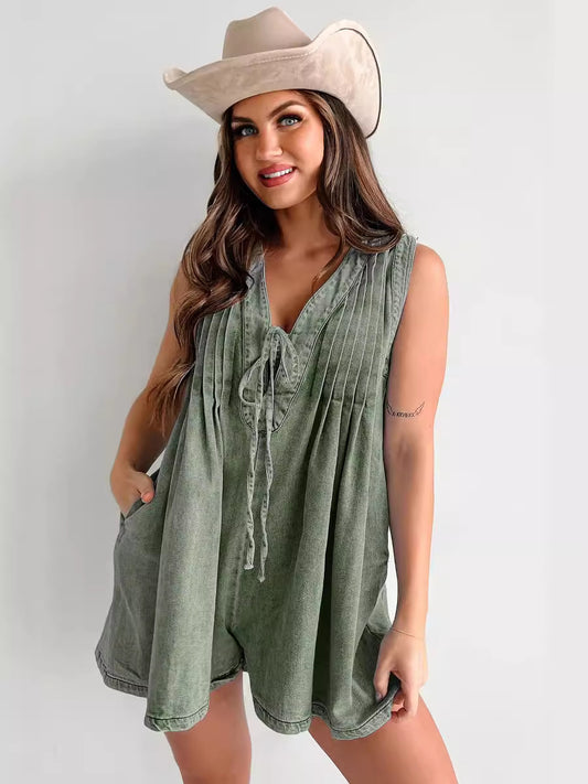 Combishort Denim Sans Manches