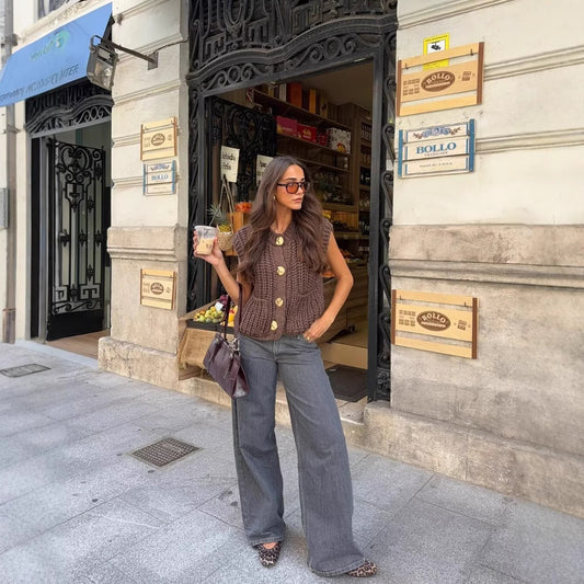 Gilet maille épaisse boutonné