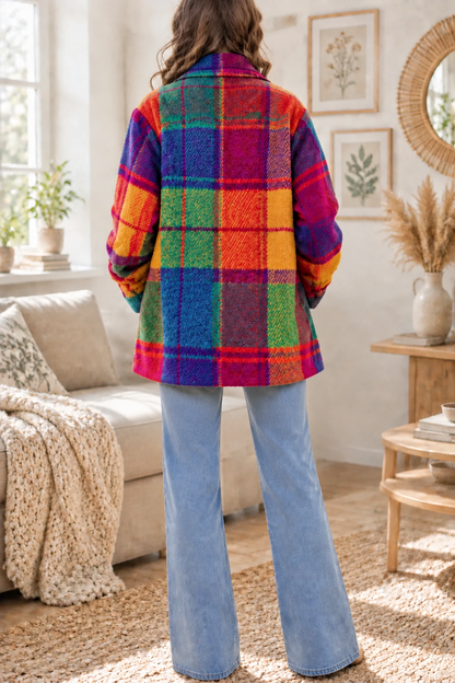 MANTEAU CARREAUX MULTICOLORE