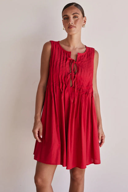 Robe Courte Plissée Sans Manches