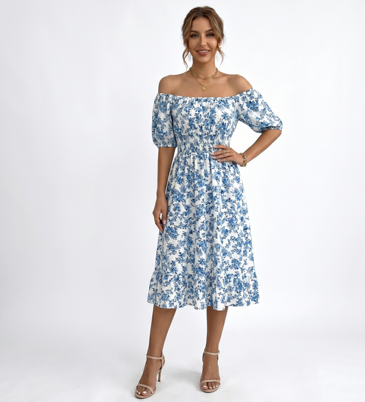 Robe Fleurie Épaules Dénudée