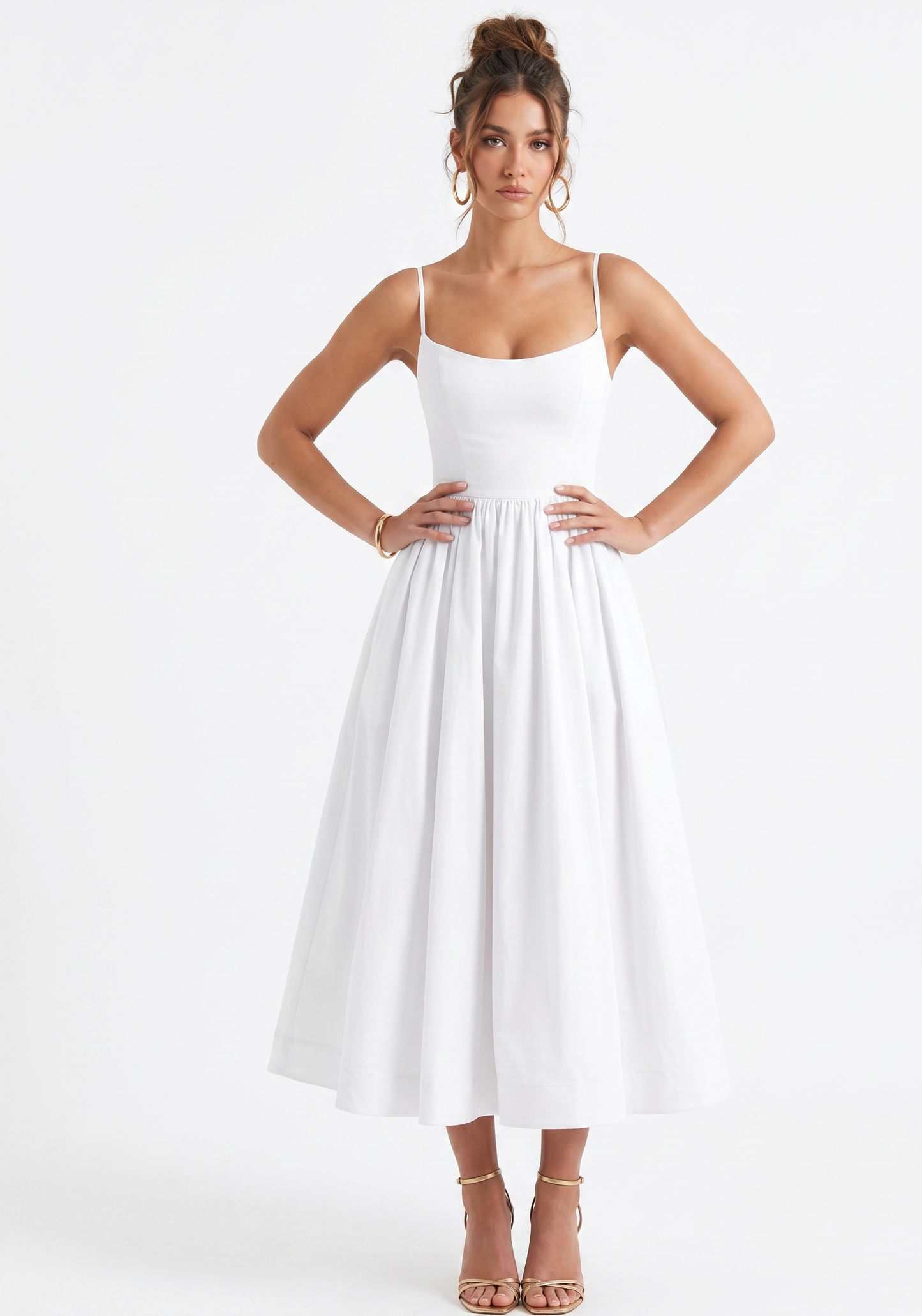 Robe Midi Évasée à Bretelles
