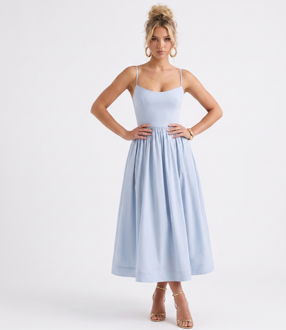 Robe Midi Évasée à Bretelles