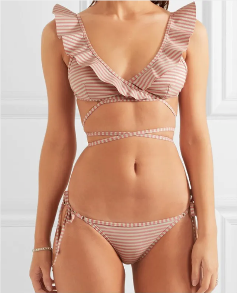 Bikini rayé volanté