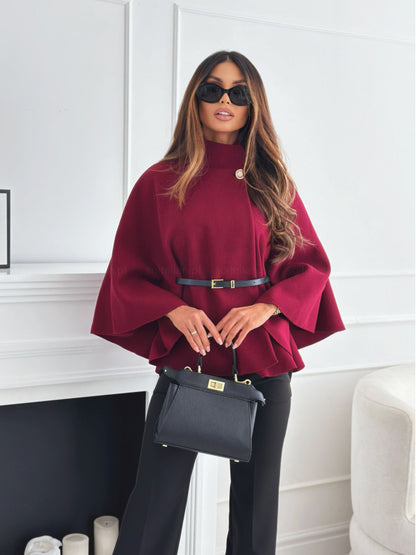 Veste cape élégante ceinturée