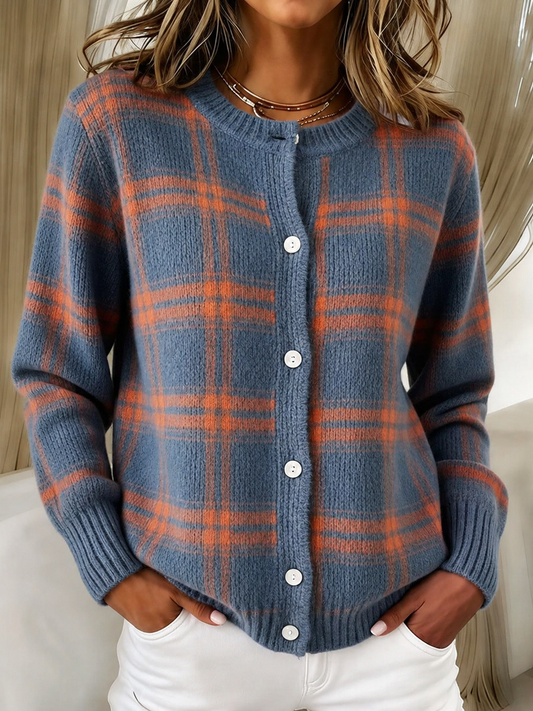 Pull oversize à carreaux avec col boutonné